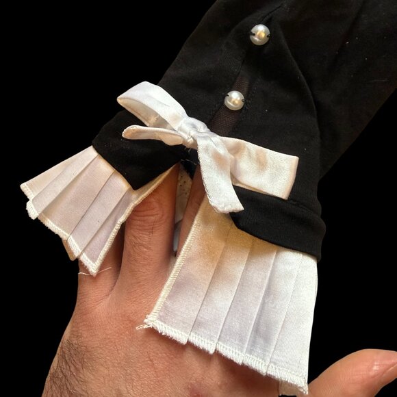 Haut TRICOTTO noir perlé col plissé - Picture 4 of 4